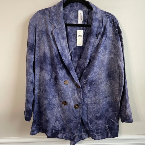 Anthropologie Amadi blue relax fit tie dye blazer jacket size XS - Picture 1 of 4